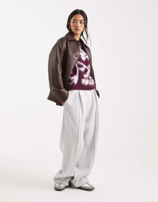 ASOS DESIGN knitted brushed floral jumper in wine, 2 of 4