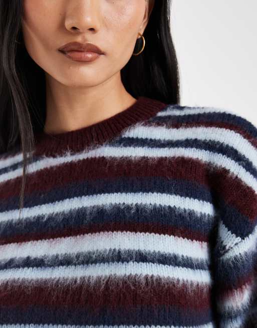 ASOS DESIGN knitted brushed jumper in multi stripe, 3 of 4