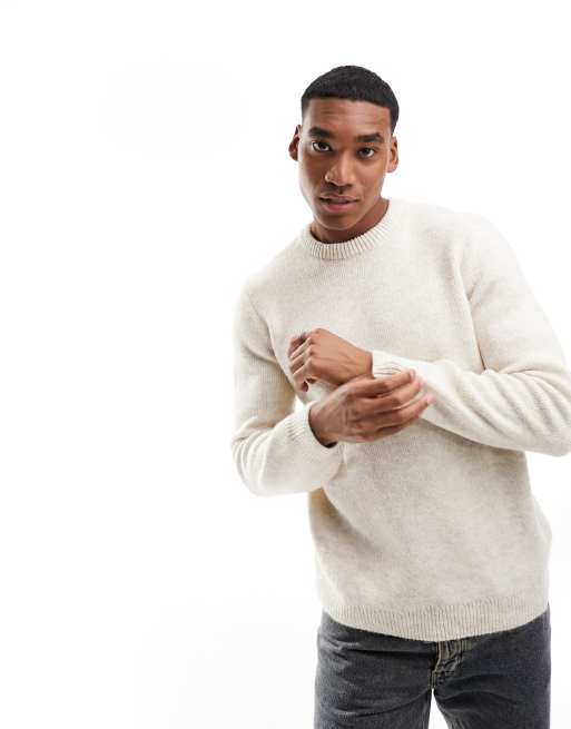 ASOS DESIGN knitted brushed jumper in oatmeal ASOS