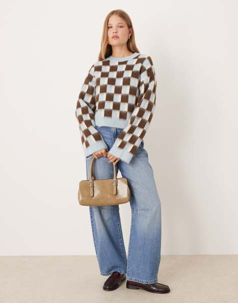 ASOS DESIGN knitted brushed jumper in retro pattern - view 1