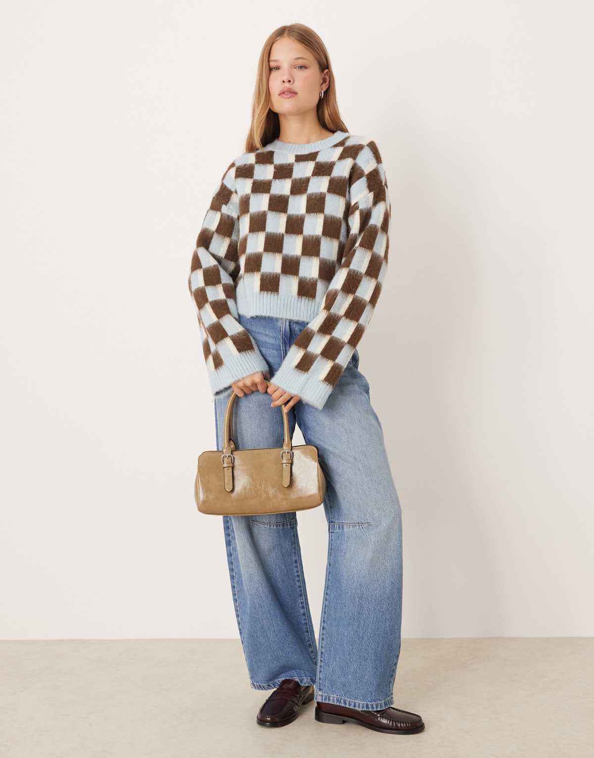 ASOS DESIGN knitted brushed jumper in retro pattern