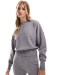 [ASOS DESIGN] ASOS DESIGN knitted button through henley jumper in grey (part of a set) L Grey