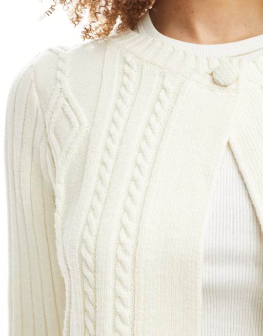 ASOS DESIGN knitted cable split front cardigan, 3 of 4