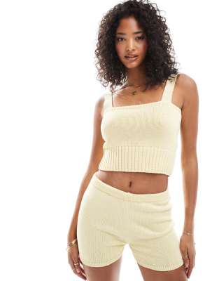 ASOS DESIGN knitted cami top co ord in lemon-Yellow