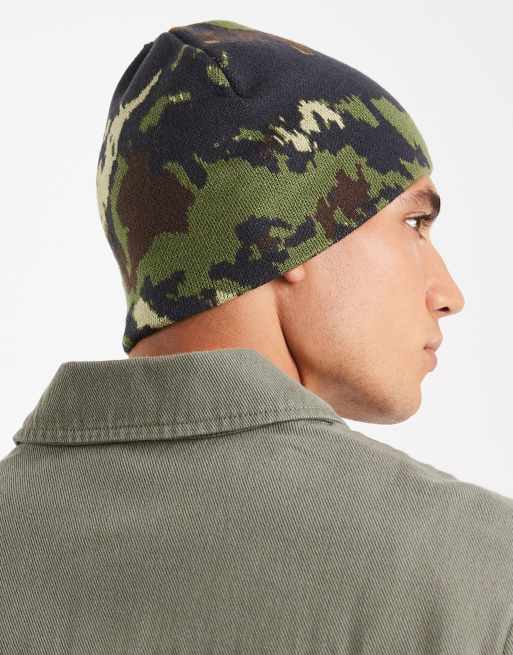 Trendy Apparel Shop Camo Knit Beanie Hat – Acrylic Lined Stretchy Cap For Cold Weather - View #4