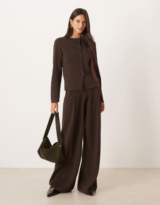 ASOS DESIGN knitted cardigan co-ord in brown, 3 of 4