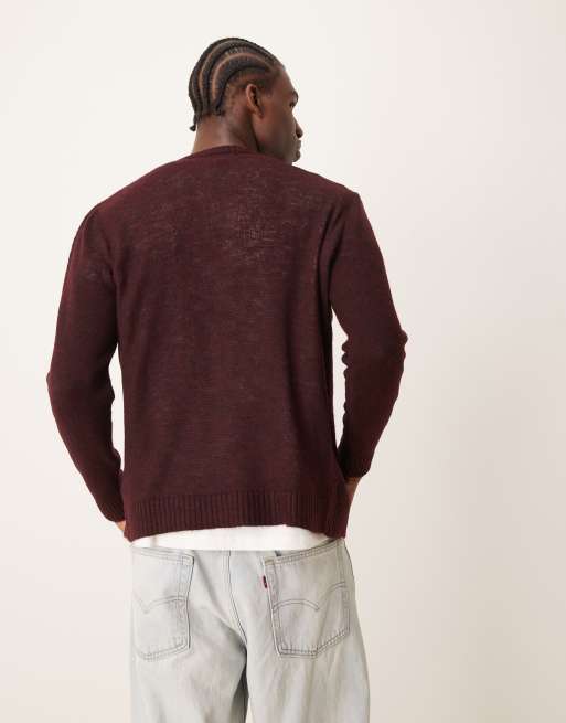 ASOS DESIGN knitted cardigan in burgundy | ASOS