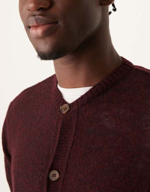 ASOS DESIGN knitted cardigan in burgundy | ASOS