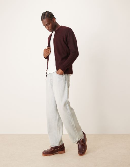 ASOS DESIGN knitted cardigan in burgundy | ASOS