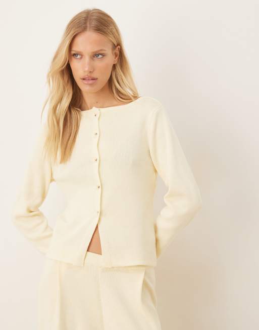ASOS DESIGN knitted cardigan in buttermilk (part of a set)