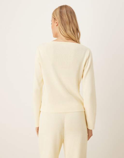 ASOS DESIGN knitted cardigan in buttermilk (part of a set), 3 of 4
