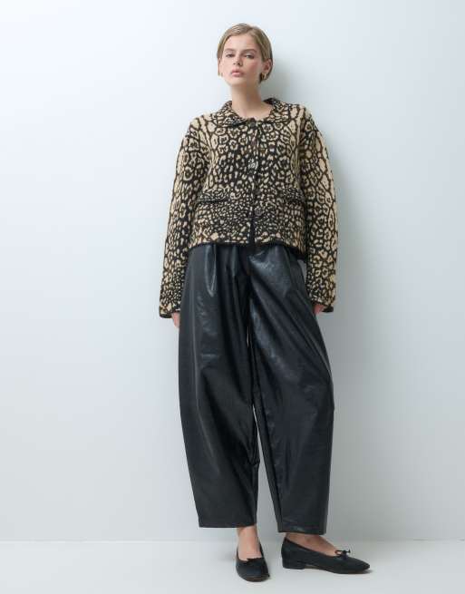 ASOS DESIGN knitted cardigan in leopard print, 2 of 5