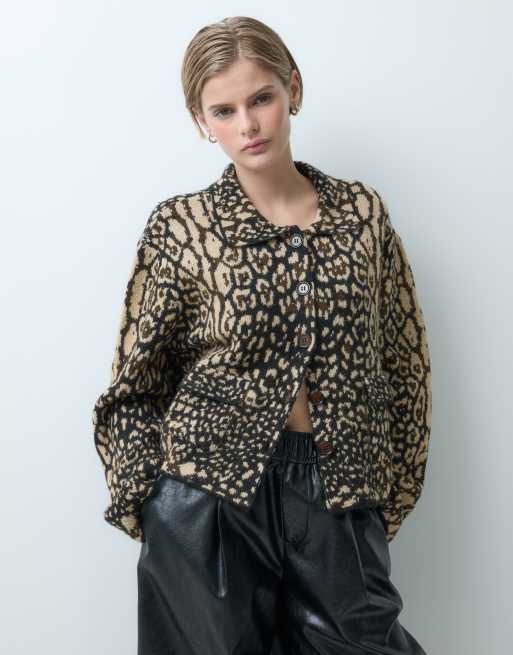 ASOS DESIGN knitted cardigan in leopard print, 4 of 5