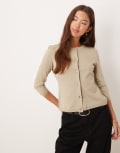 [ASOS DESIGN] ASOS DESIGN knitted cardigan in light khaki-Pink S Light Khaki