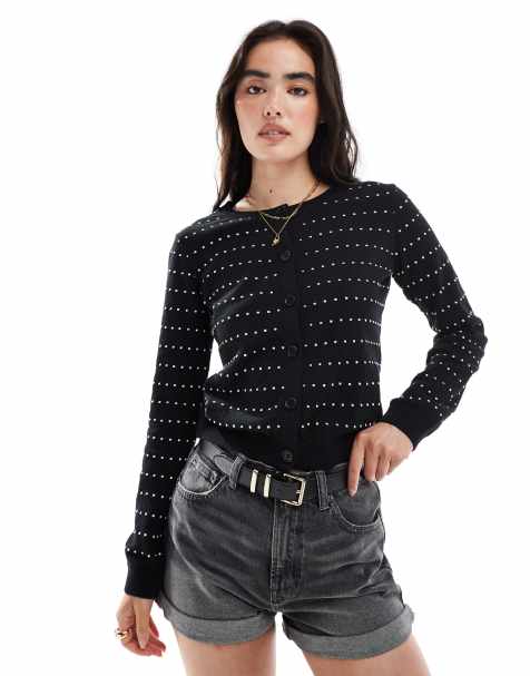 ASOS DESIGN knitted cardigan in polka dot - view 1