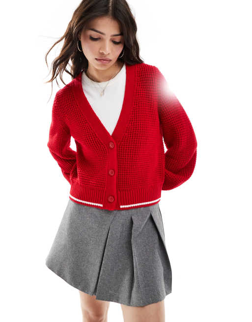 ASOS DESIGN knitted cardigan in red ASOS