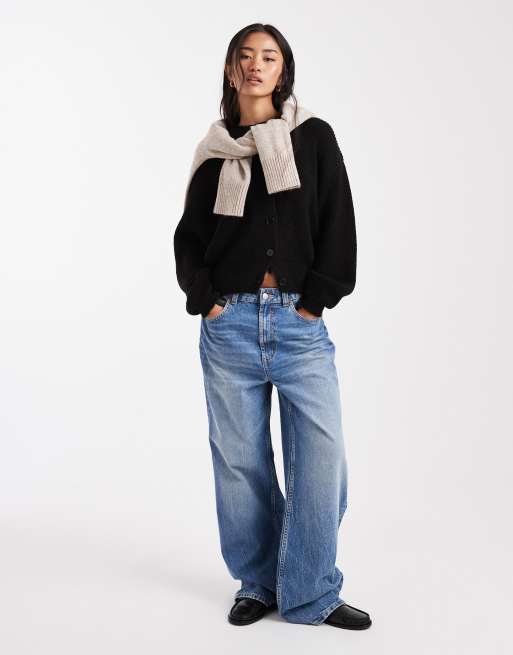 ASOS DESIGN knitted cardigan with cocoon sleeve in black