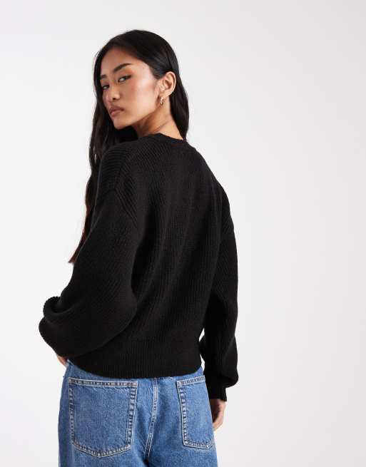 ASOS DESIGN knitted cardigan with cocoon sleeve in black