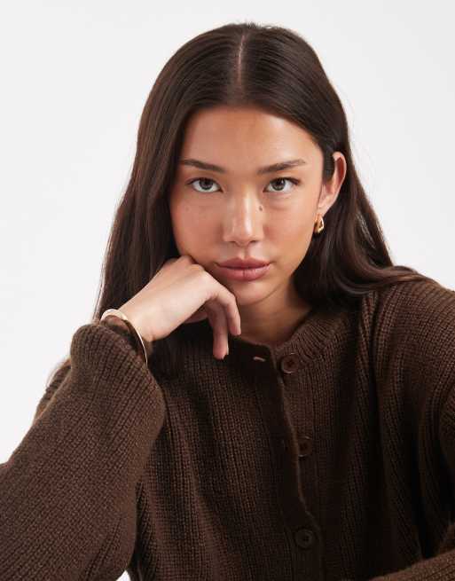 ASOS DESIGN knitted cardigan with cocoon sleeve in brown