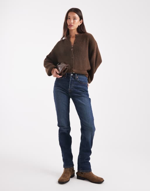 ASOS DESIGN knitted cardigan with cocoon sleeve in brown