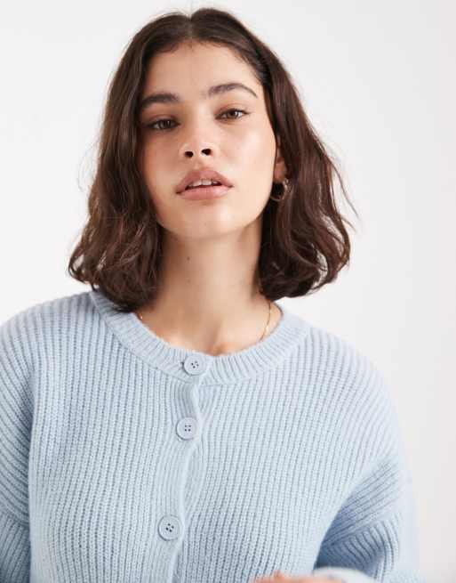 ASOS DESIGN knitted cardigan with cocoon sleeve in light blue