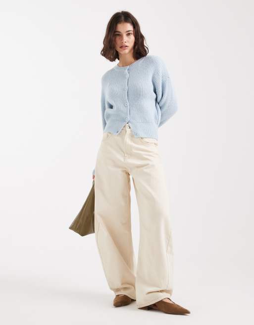 ASOS DESIGN knitted cardigan with cocoon sleeve in light blue