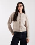 [ASOS DESIGN] ASOS DESIGN knitted cardigan with gold buttons in bambi print-Multi M Beige