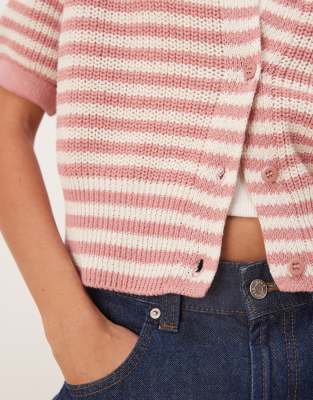 Asos Design Knitted Cardigan With Raglan Sleeve In Pink