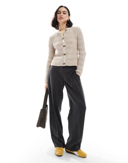 ASOS DESIGN knitted cardigan with toggle buttons in cream | ASOS