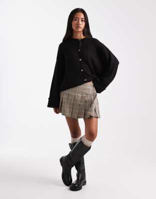 ASOS DESIGN knitted cardigan with turn up cuff in black