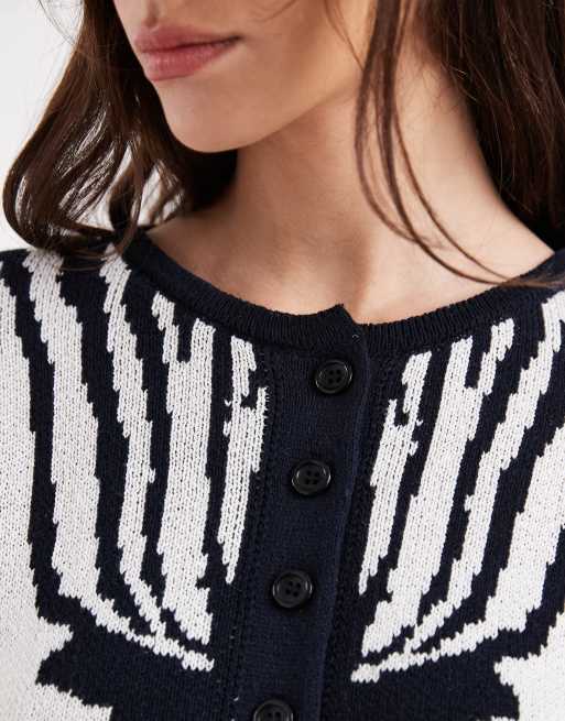 ASOS DESIGN knitted cardigan with zebra jacquard, 2 of 4