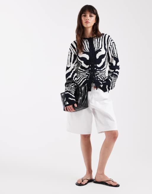 ASOS DESIGN knitted cardigan with zebra jacquard, 3 of 4