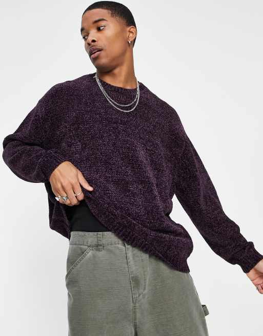 ASOS DESIGN knitted chenille jumper in purple