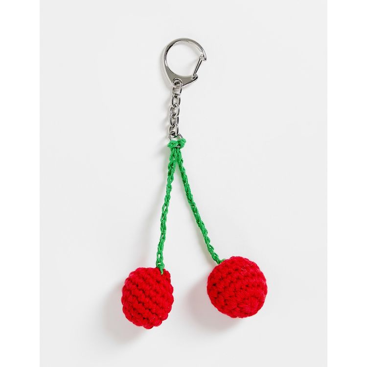 ASOS DESIGN knitted cherry keyring