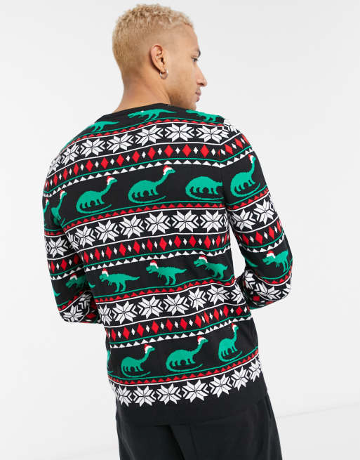 Mens dinosaur christmas clearance sweater