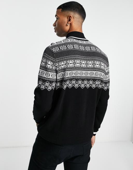 ASOS Design Knit Christmas Sweater with Robin & Dinosaur design-Multi