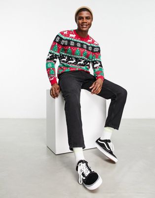 ASOS DESIGN knitted Christmas jumper in fairisle design