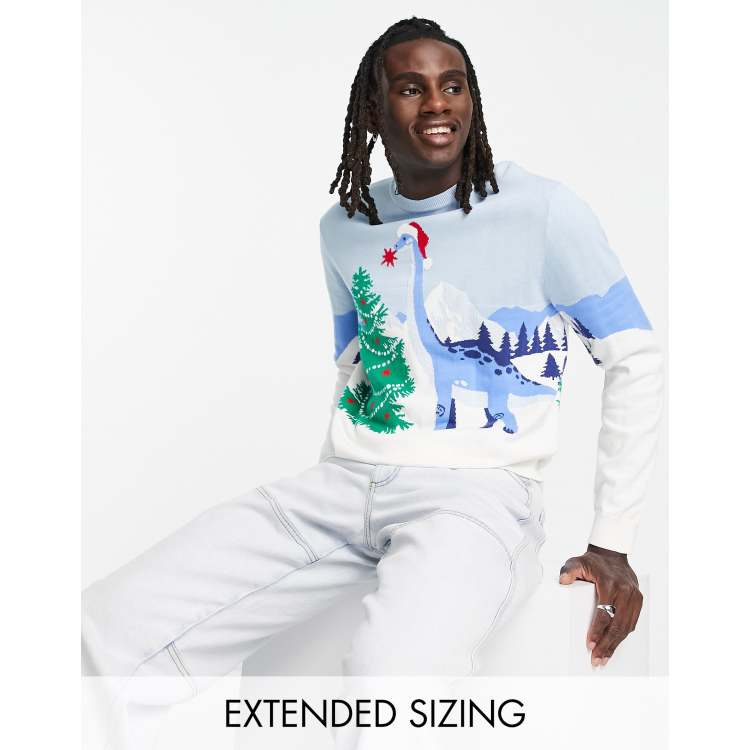 ASOS DESIGN knitted Christmas jumper with dinosaur design ASOS