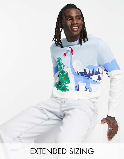 ASOS DESIGN knitted Christmas jumper with dinosaur design ASOS