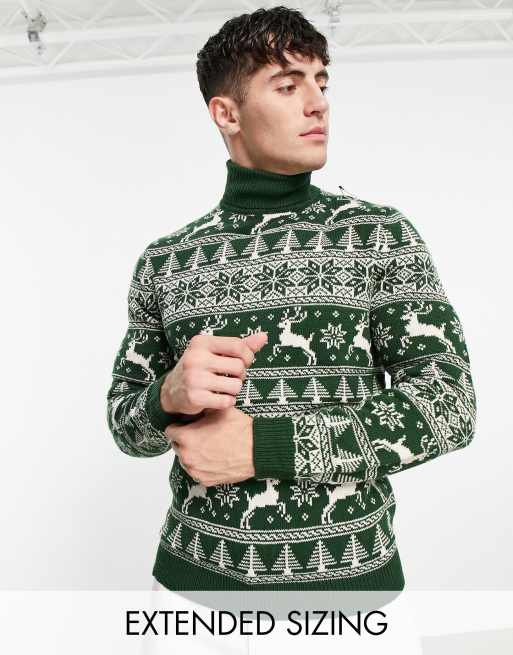 ASOS DESIGN Curve Christmas fairisle glam long sleeve top