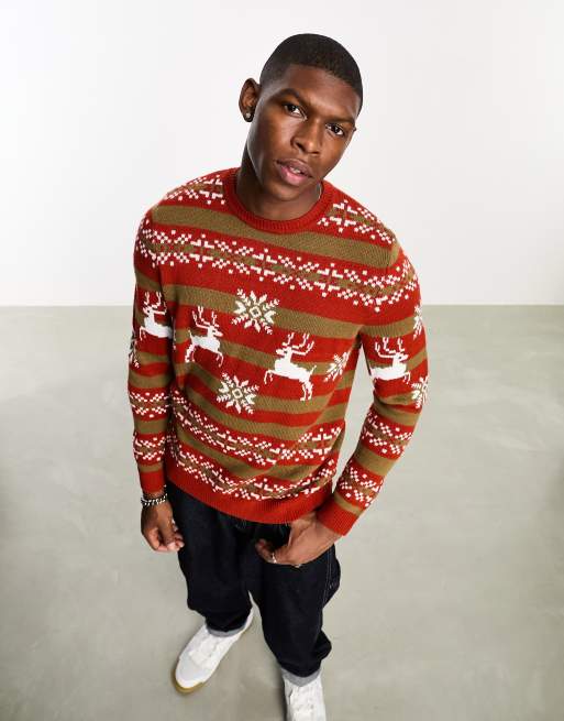 Mens red christmas sweater deals