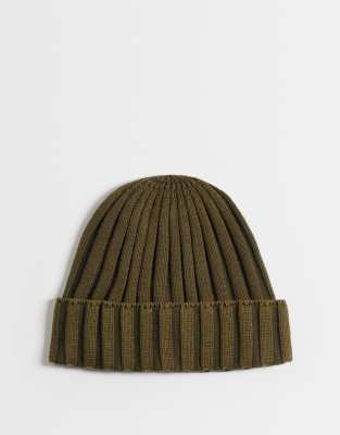 Asos Design Knitted Chunky Rib Mini Beanie In Brown