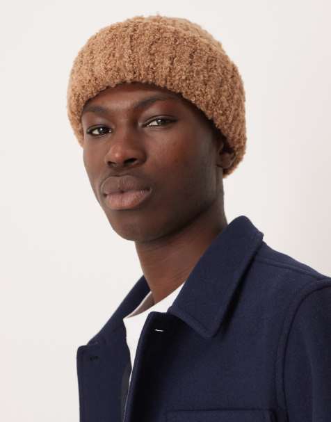 ASOS DESIGN knitted chunky ribbed boucle beanie in neutral - view 1