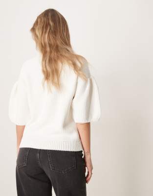 Asos Design Knitted Chunky Stitch Tee In White