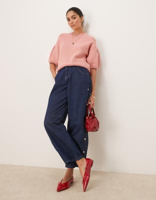 Asos Design Knitted Chunky Stitch Tee In Pink