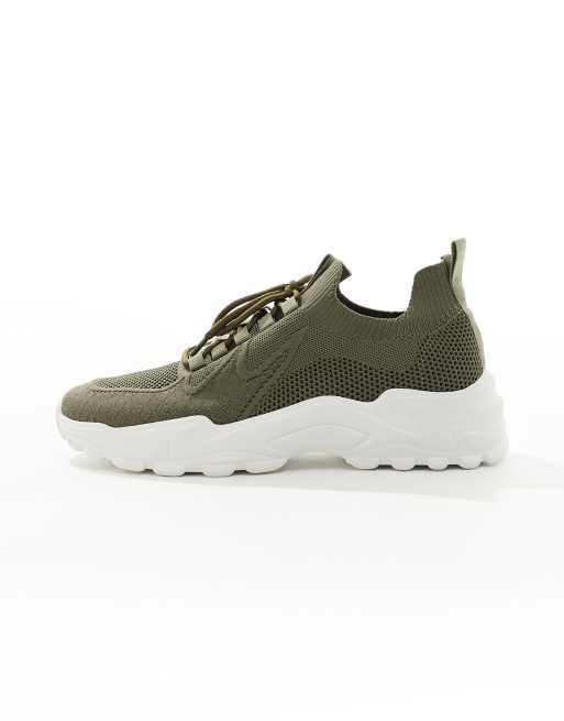  ASOS DESIGN knitted chunky trainers in khaki