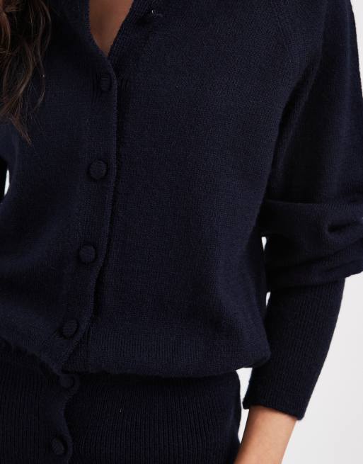 ASOS DESIGN knitted cinched mini dress in navy, 3 of 4