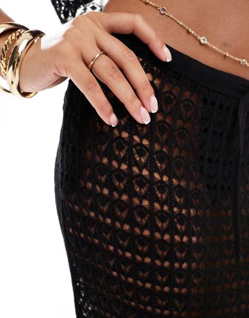 ASOS DESIGN knitted co ord beach maxi skirt in black ASOS