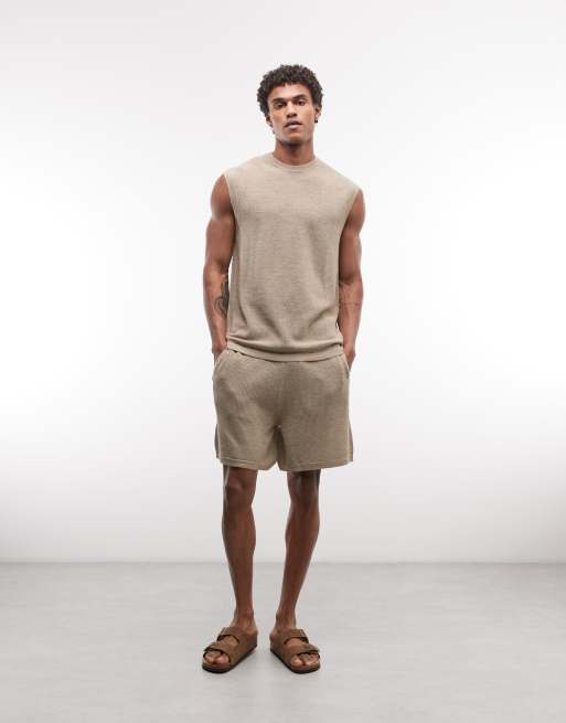  ASOS DESIGN knitted co-ord mesh vest in stone, 2 of 5