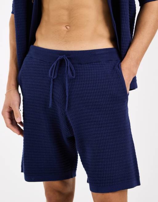 ASOS DESIGN knitted co-ord shorts in navy - NAVY, 4 of 5